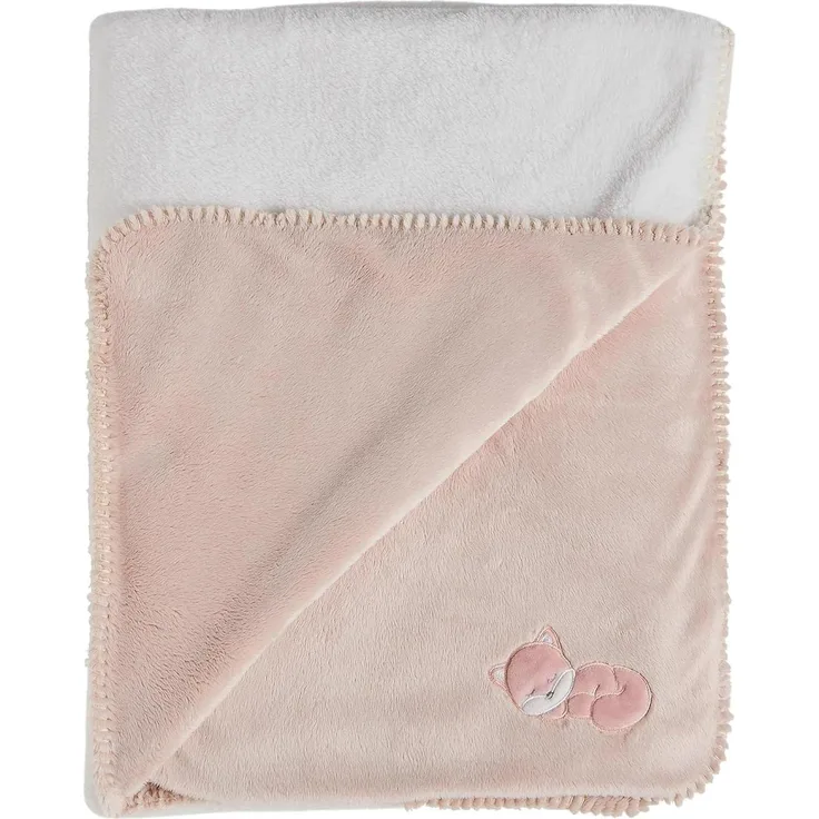 Nattou Schmusedecke Supersoft aus Baumwolle (Popeline) und Polyester (Velours), Fuchs Alice, 100x75 cm, Alice und Pomme, Altrosa