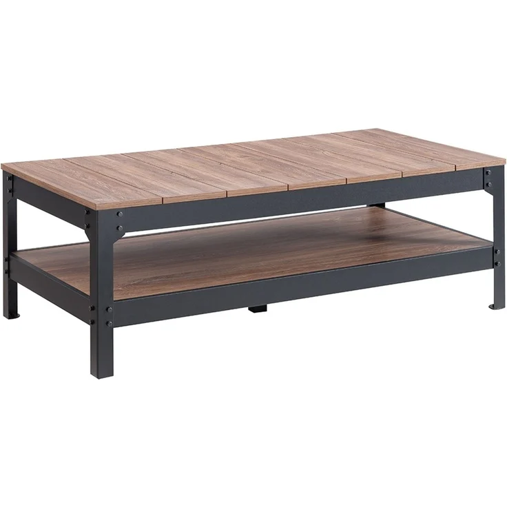 CaliCosy Couchtisch aus schwarzem Metall und Holz - L117cm - Schwarz – Bild 4
