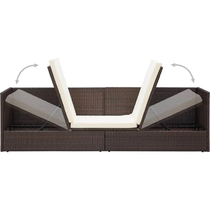 vidaXL Garten-Sofabett mit Kissen Poly Rattan Braun 49392 – Bild 2