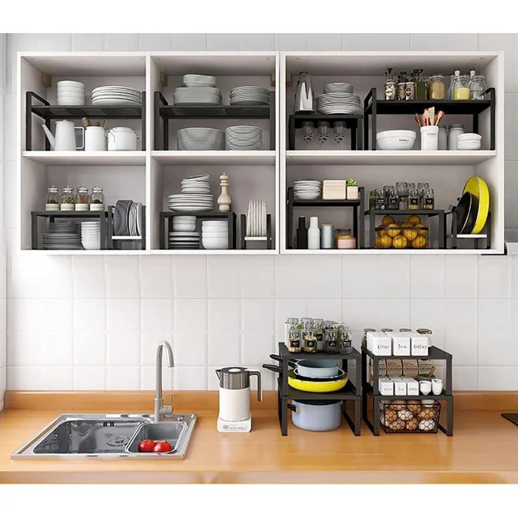 YunNasi Schrankregal Stapelbar Edelstahl Küchenregal Badezimmer Organizer (2 – Bild 5