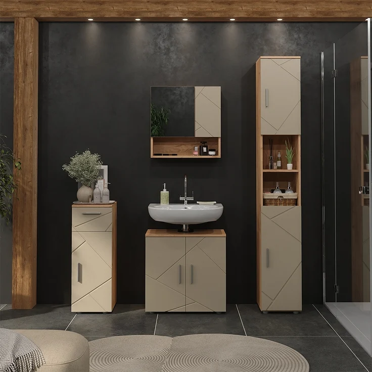 Waschbeckenunterschrank Irma Goldkraft Eiche 60 x 59 cm Vicco – Bild 6