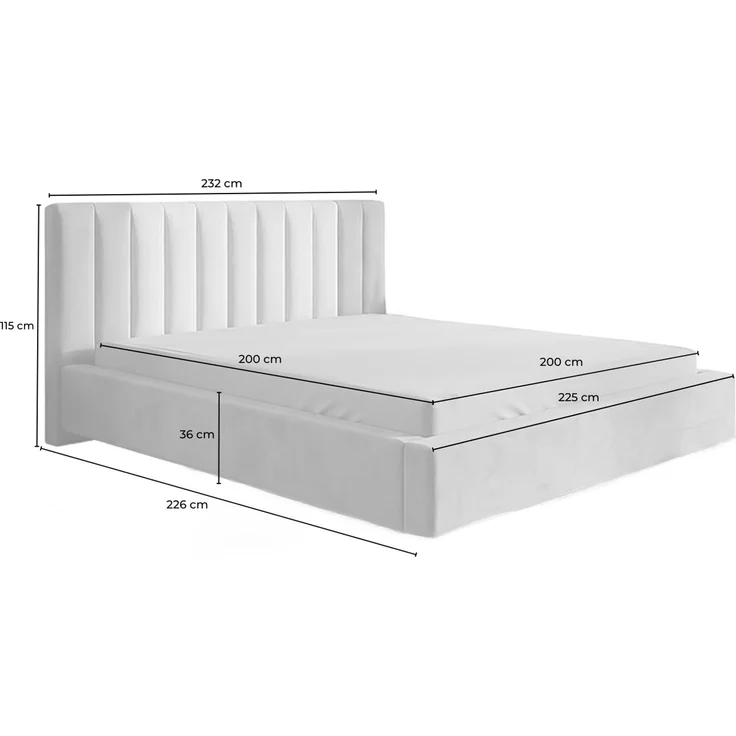 KAWOLA Bett CATTURA Polsterbett Velvet grau 200x200cm mit Lattenrost – Bild 8