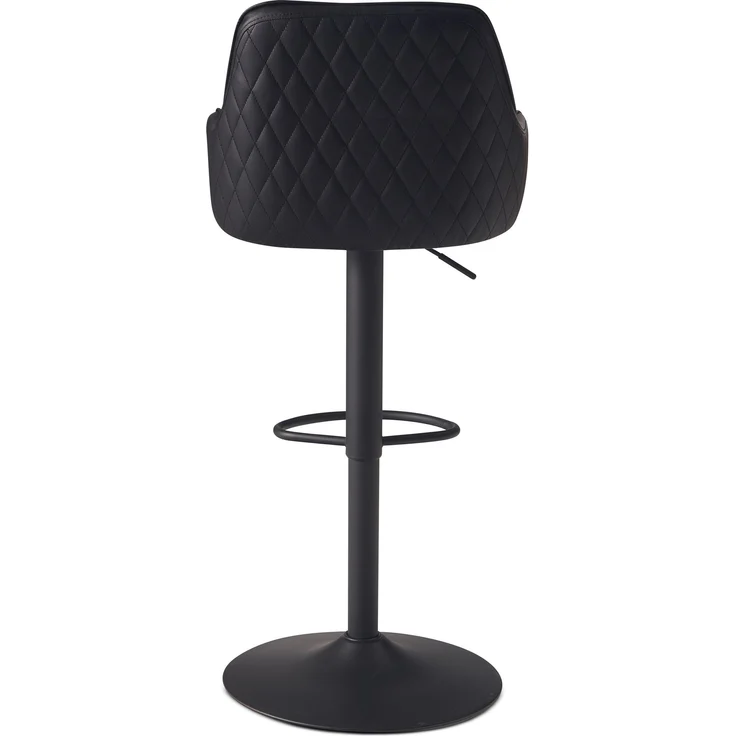 FineBuy Barhocker Kunstleder Schwarz Hocker mit Lehne 86 - 106 cm, Küchenhocker Höhenverstellbar Modern 100 kg, Barstuhl Tresenhocker mit Metall-Trompetenfuß, Bistrohocker Gepolstert mit Armlehne – Bild 7