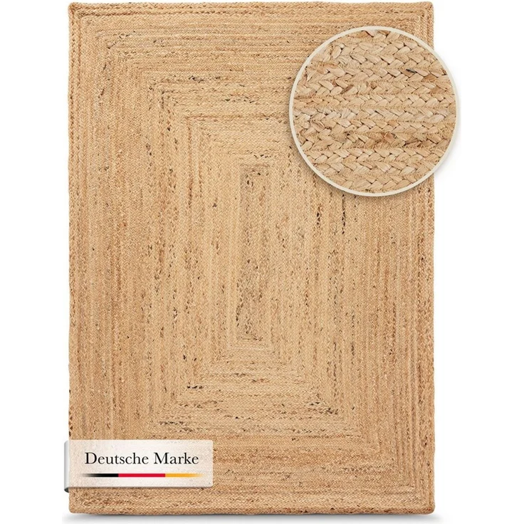 carpetfine Teppich Nele Juteteppich Naturfaser, rechteckig, Höhe: 6 mm, geflochtener Wendeteppich aus 100% Jute, quadratisch und als Läufer – Bild 3