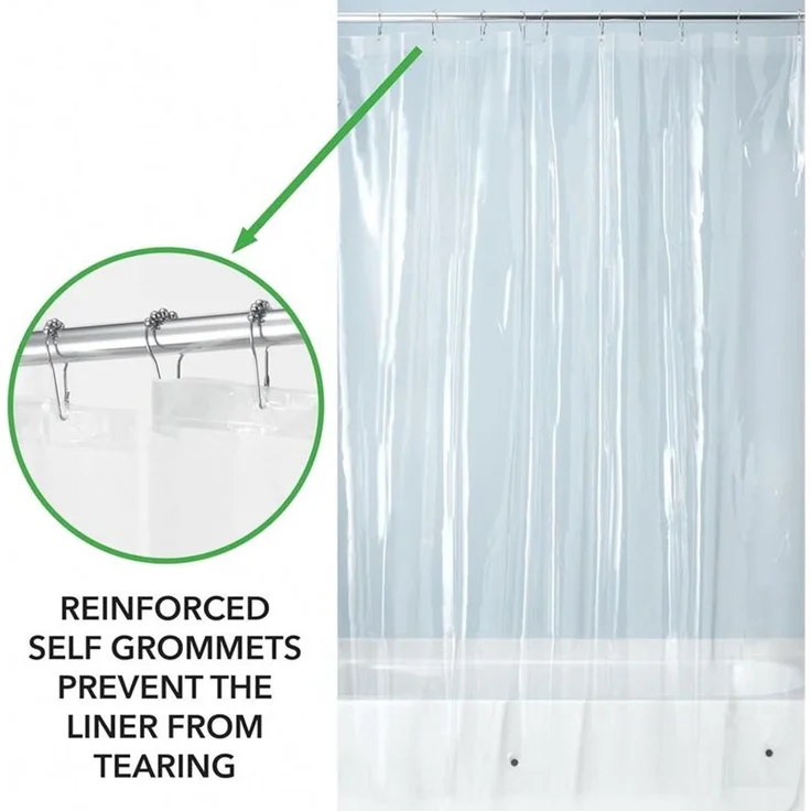 mDesign Duschvorhang Badewannenvorhang 2er-Set 12 Ösen PEVA Vinyl Transparent – Bild 6