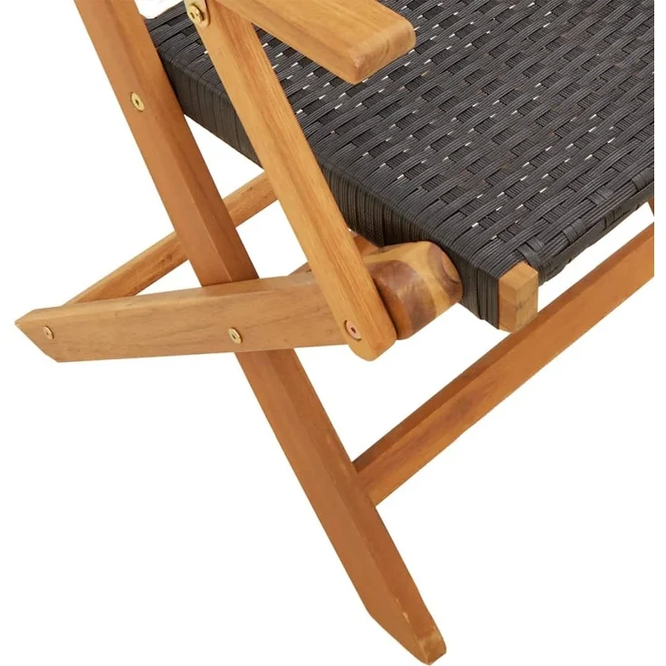 vidaXL Gartenstühle 6 Stk. Klappbar Schwarz Poly Rattan & Massivholz 3214557 – Bild 7