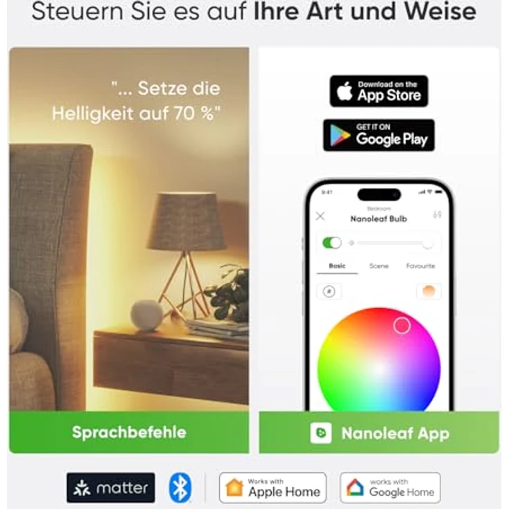Nanoleaf Essentials Matter WLAN Smart Bulb E27 - 4PK EEK G – Bild 6