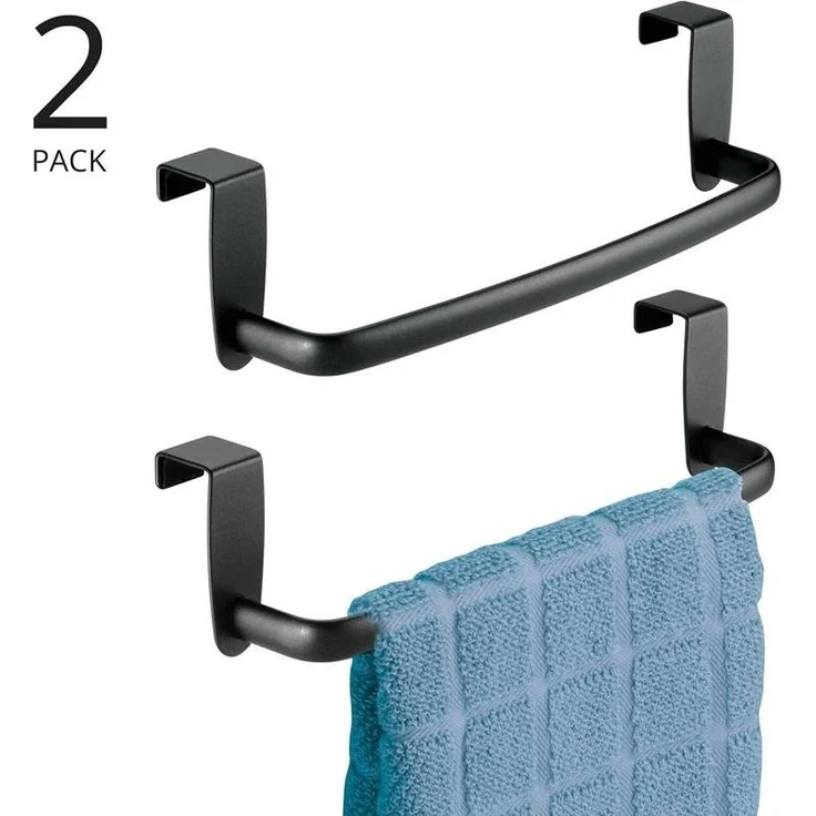 mDesign Geschirrtuchhalter Handtuchhalter Stangen 2er Set Metall Matt Schwarz – Bild 3