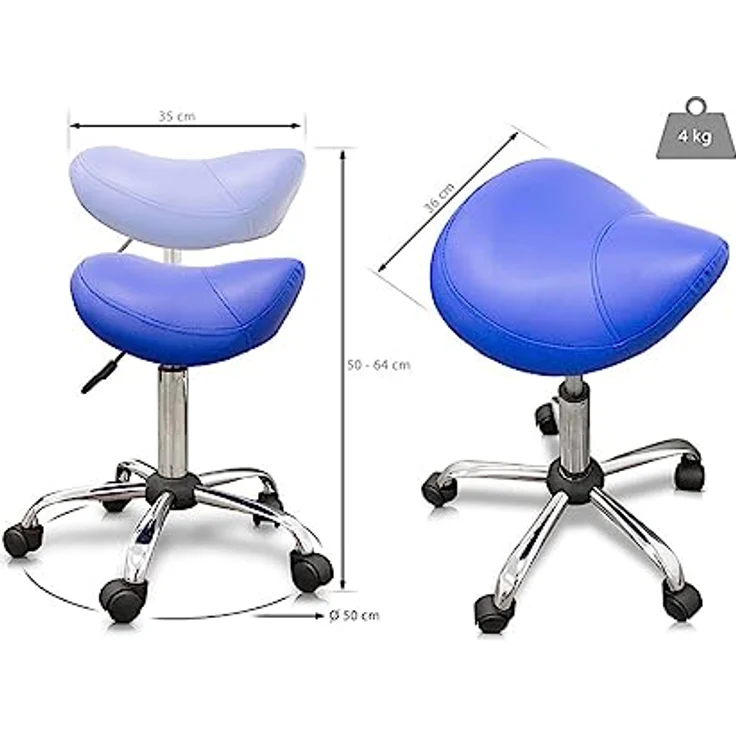 QUIRUMED Pony-Hocker, ergonomisch, mit Stahlgestell, grüne Farbe, Kunstlederpolsterung, höhenverstellbar, gepolsterter Sitz, drehbare Räder, bis 150 kg – Bild 3