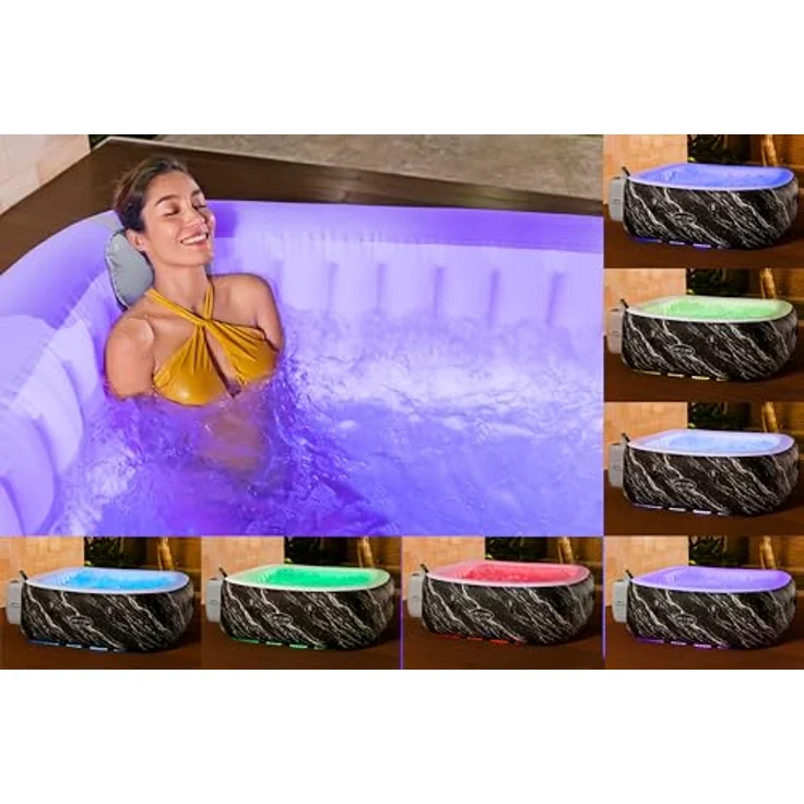 Bestway LAY-Z-SPA® Hollywood AirJet™ LED-Whirlpool für 6 Personen, 180 x 180 x 66 cm, Marmor-Optik (Marquinia), 778 l Wasserkapazität, automatisches Heizen bis 40 °C – Bild 9
