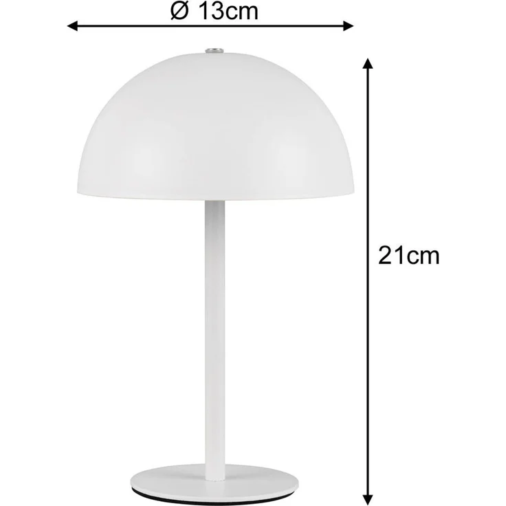Akku Tischleuchte MUNOZ Weiß dimmbar & per USB aufladbar, Höhe 21cm – Bild 4