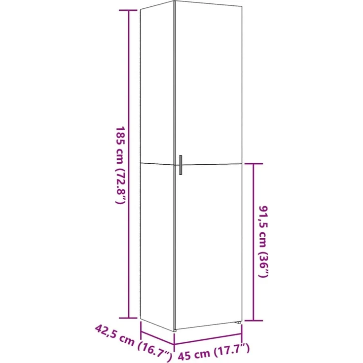 vidaXL Highboard Sonoma-Eiche 45x42,5x185 cm Holzwerkstoff 3281408 – Bild 9