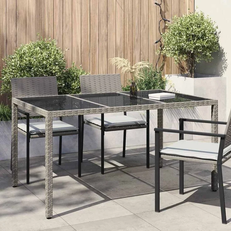 vidaXL Gartentisch Grau 150 x 90 x 75 cm Poly-Rattan 362541 – Bild 1