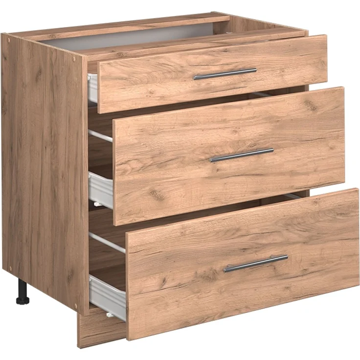 Küchenunterschrank Fame-Line Goldkraft Eiche 80 cm mit 3 Schubladen, AP Anthrazit Vicco – Bild 5