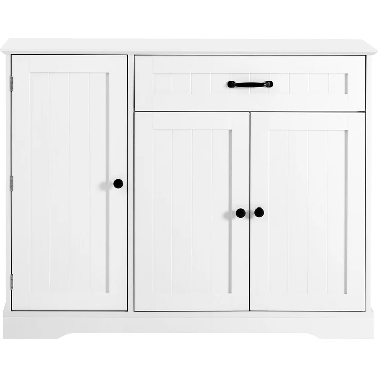Modernes, elegantes Sideboard mit 3 Türen und einer Schublade, Buffetschrank für Esszimmer, Wohnzimmer und Diele (Weiß) – Bild 10