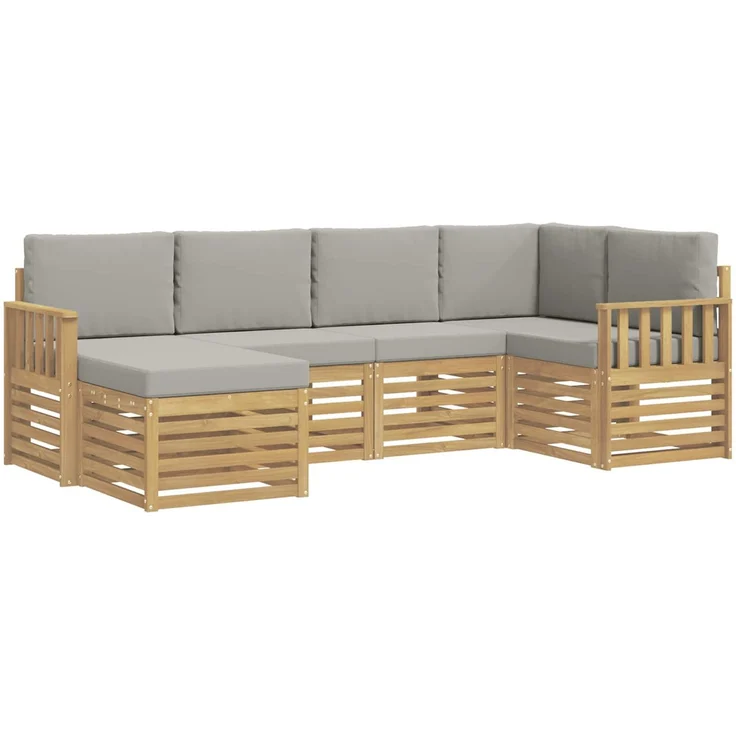 vidaXL Outdoor-Sofagarnitur 6 stk. 5-Sitzer Weiß und Hellgrau 3392106 – Bild 2