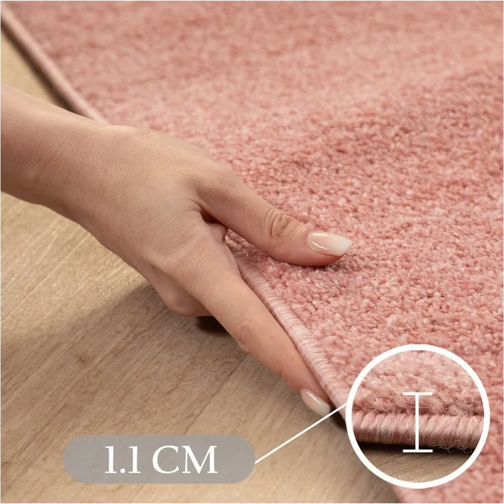 Carpettex Veloursteppich Unicolor - Einfarbig, Läufer, Höhe: 11 mm, Einfarbig Kurzflor Teppich Wohnzimmer verschiedene farben und größen – Bild 3
