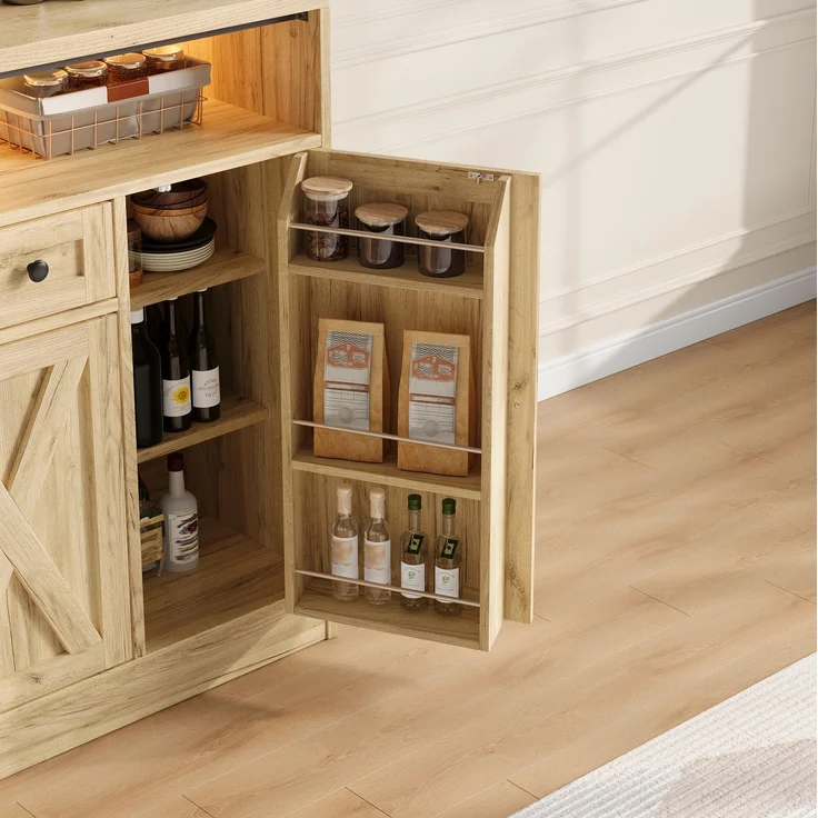 Sideboard 140 x 35 x 95 cm aus MDF mit RGB-LED-Beleuchtung und Schublade – Bild 9