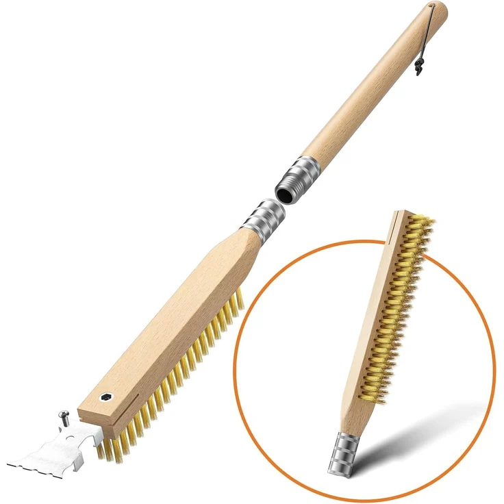 LuxusKollektion Reinigungsbürste für Grill und Pizzaofen, Stahl Messing natur, ca. 64 cm – Bild 8