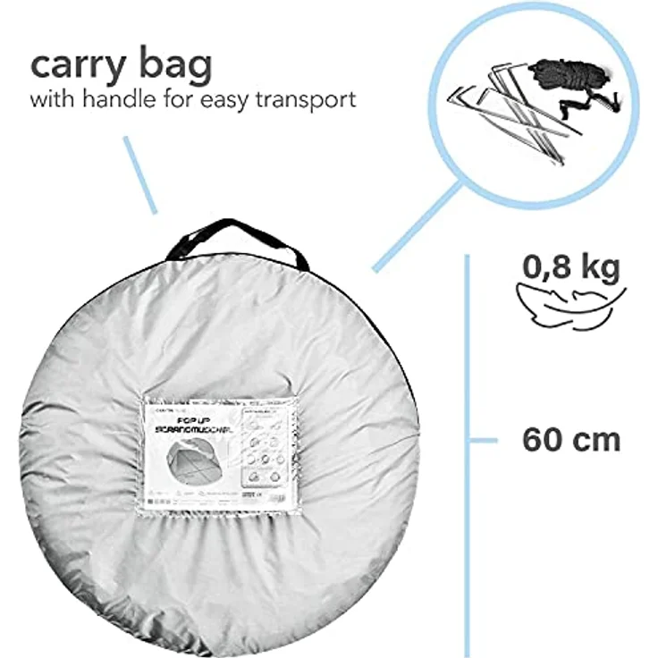 GOODS+GADGETS Canyon Cruise® Strandmuschel Pop Up Strand-Zelt Windschutz am Strand Wurfzelt Blitzschnell Selbstaufbauendes Sonnensegel Outdoor Zelt Automatik Muschel mit UV-Sonnenschutz, Canyon Cruise Style, 200 x 120 x 85 cm, blau – Bild 3