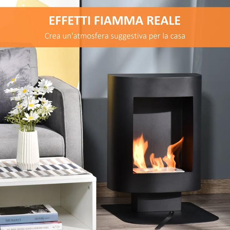 JARDJ Bioethanol-Kamin mit 0,9-Liter-Tank, geeignet für Räume bis zu 20 m², 46,5 x 53 x 65 cm, Schwarz – Bild 7