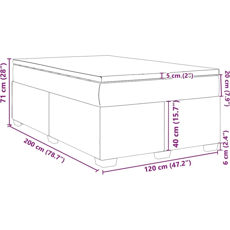 vidaXL Boxspringbett mit Matratze Dunkelgrün 120x200 cm Samt 3285278 – Bild 12