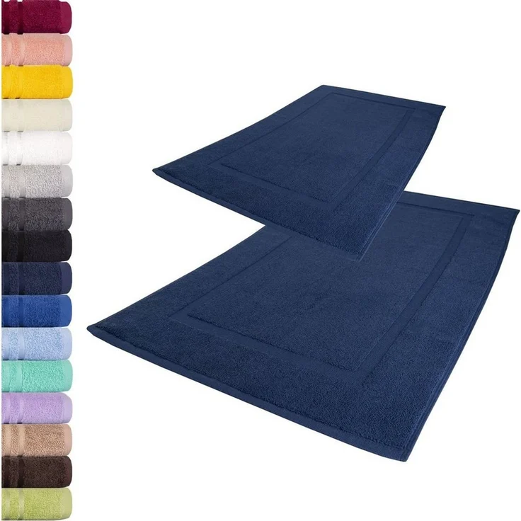 Lavea 2er Set Badematte 50x80 cm – rutschfeste, Waschbare Badematten aus 100% Baumwolle, Frottierserie Elena – Saugstark, Strapazierfähig und Zeitlos – Ideal für Badezimmer, Dusche - Navy – Bild 5