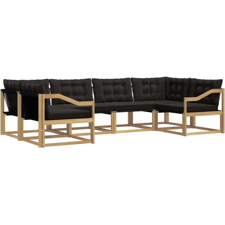 vidaXL Outdoor-Sofagarnitur 6 stk. 6-Sitzer Weiß und Schwarz 3389030 – Bild 2