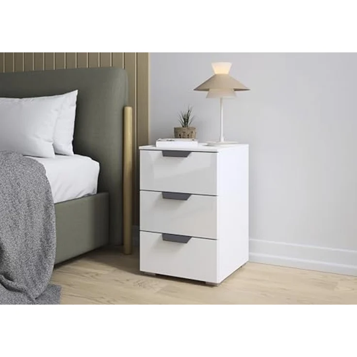 rauch Aditio Box, Nachttisch, 2 Schubladen, mit Glasfront, mit Softclose-Funktion, Farbe Weiß, BxHxT 40x61x42cm – Bild 2