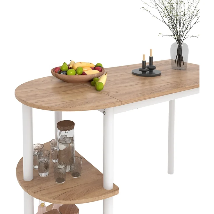Küchentisch Freetown Goldkraft Eiche/Weiß 110 x 50 cm mit offene Ablagen Vicco – Bild 6