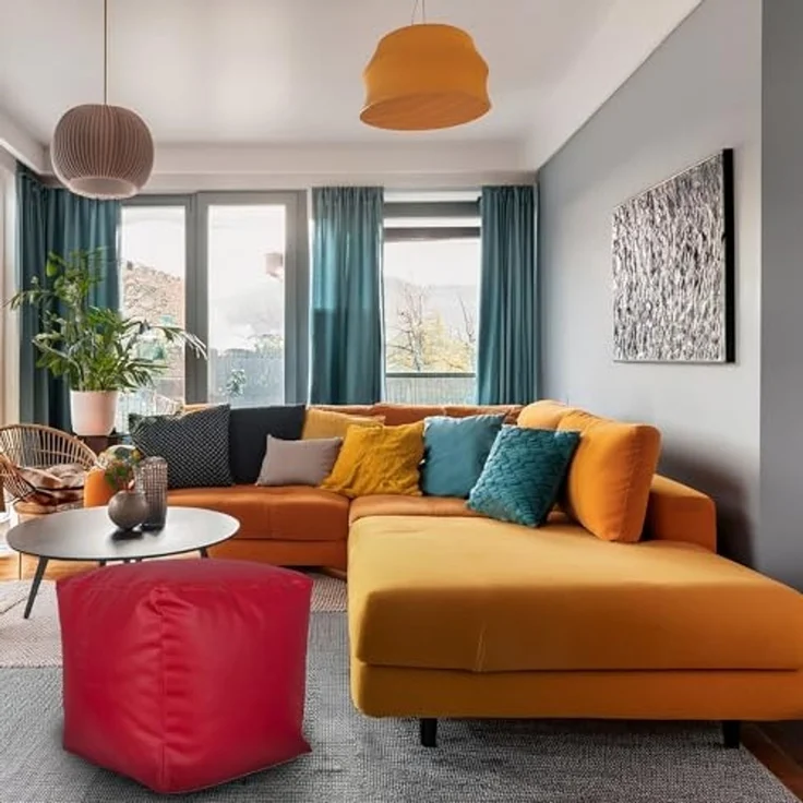 ARANAZ S.L. Griffe aus Holz, quadratisch, Ø 40 x 40 cm, Rot, gepolsterter und bequemer Sitz – Bild 2