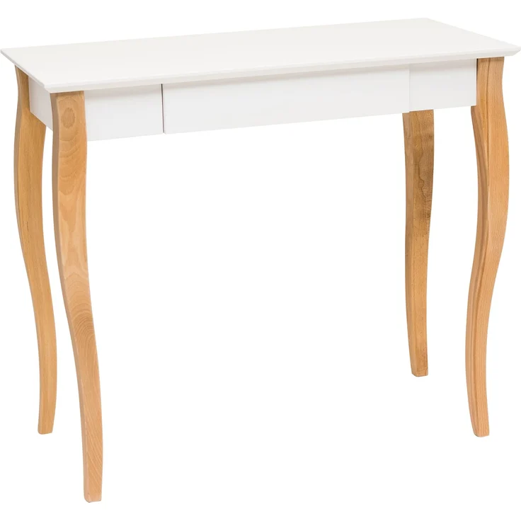 Ragaba Schreibtisch mit Schublade, MDF & Massives Buchenholz, 85x40 cm, Weiß – Bild 1