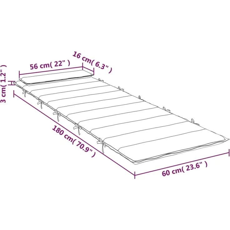 vidaXL Sonnenliegen-Auflage Blattmuster 180x60x4 cm Oxford-Gewebe 361864 – Bild 9