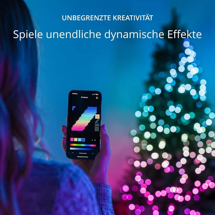 Twinkly Strings Pearls 100 LED, LED-Lichterkette in Perlenform, RGB LED-Lichter Mehrfarbig, Kompatibel mit Alexa & Google Home, Gaming-Lichter, Stromversorgung über USB-C, Grünes Kabel, 6m – Bild 5