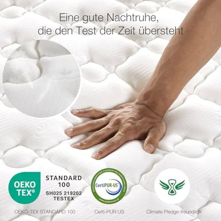 Novilla Taschenfederkernmatratze H3 140x200 7 Zonen Matratze mit Komfortschaum Öko-Tex CertiPUR US Federkernmatratze 20cm Mittel – Bild 5