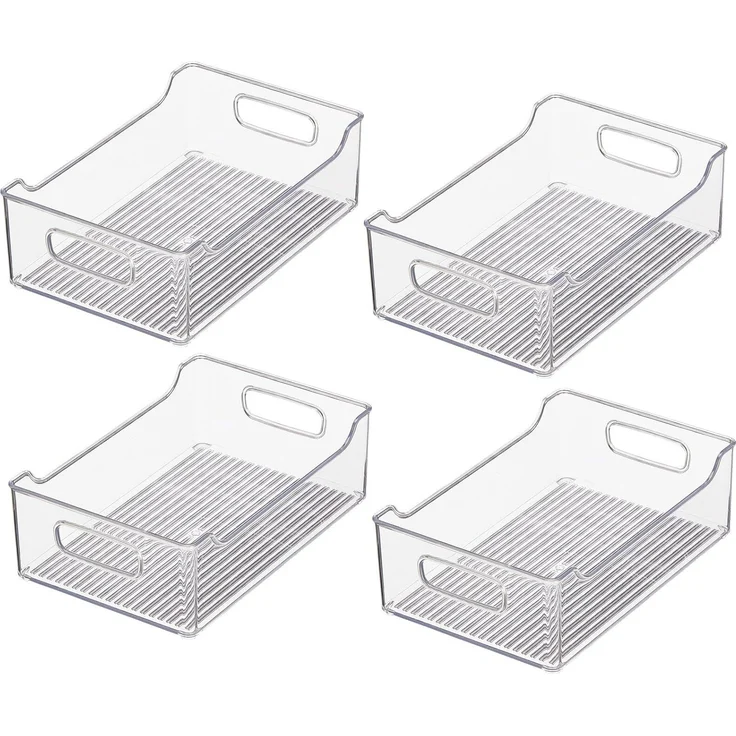 4er Set Kühlschrank Aufbewahrungsbox Griffe Gefriertruhe mDesign transparent – Bild 8