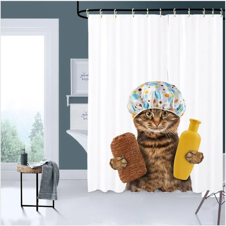 Sanilo Duschvorhang Shower Cat 180 x 200 cm, 100% wasserdicht, Anti-Schimmel-Effekt, hochwertige Qualität – Bild 1