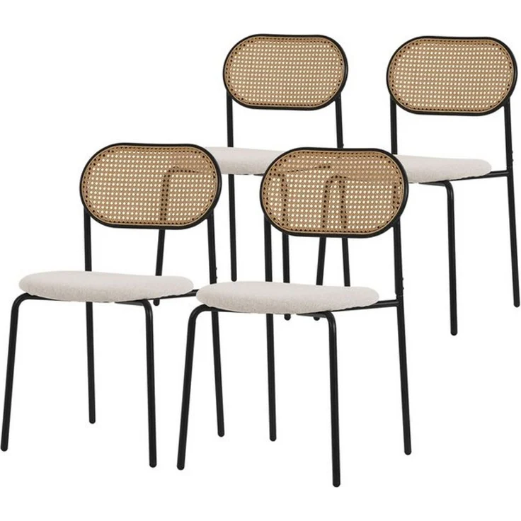 ML-DESIGN Stuhl Esszimmerstühle Rattanstuhl Polsterstühle Akzentstühle für Esszimmer (4 St), Beige Esstischstühle mit Rückenlehne aus Rattan 4er Set Küchenstuhl – Bild 4