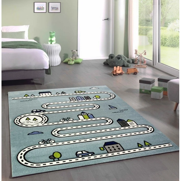 Carpetia Kinderteppich Teppich Kinderzimmer Kinderteppich Straßenteppich blau, rechteckig, Höhe: 15 mm – Bild 5