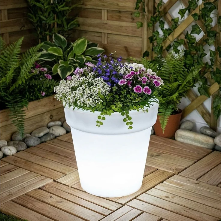 Harms Import Gartenleuchte, LED-Leuchtmittel fest verbaut, Neutralweiß, Solar LED Außen Blumenkübel Garten Blumentopf leuchtend 2er Set – Bild 4