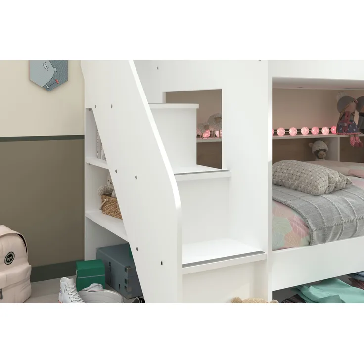 Parisot Bibop - Etagenbett 90x200 cm, Dekor Weiss mit Schubkasten als 3. Bett