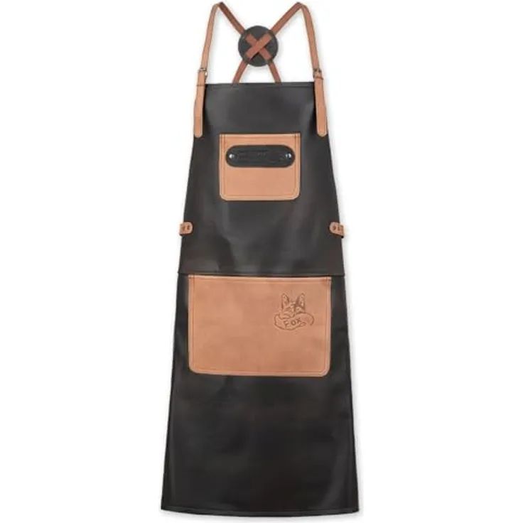 BLACK FOREST FOX Grillschürze X-FOX Büffel Leder Grillschürze BBQ Kochschürze Küchenschürze, Büffelleder, Rückenpatch, gekreutzte Träger