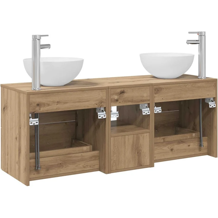 vidaXL Badezimmerschrank-Set 3 stk. Artisan-Eiche 129 x 35 x 80 cm 3405794 – Bild 8
