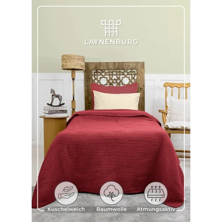 Wohndecke Wohndecke Waffelpique aus Baumwolle - Kuscheldecke, Baumwolldecke -, Laynenburg, Decke als Sofa-decke, Couchdecke, Wolldecke aus Baumwollmix – Bild 1