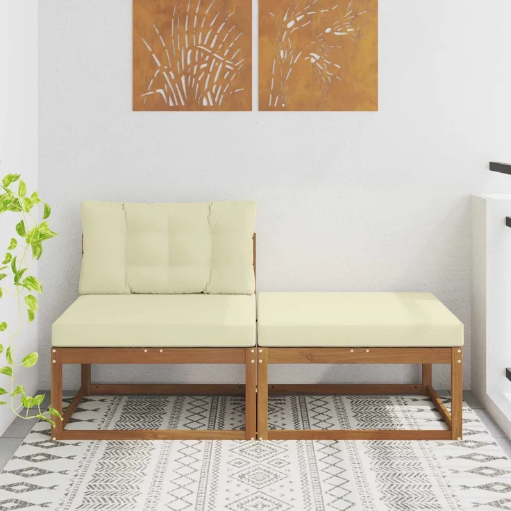 vidaXL Sectional Sofa Einheiten mit Kissen 2 Stück Natur 900547