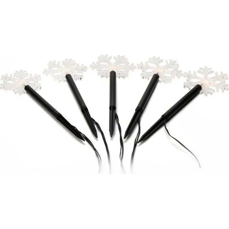 KONSTSMIDE LED Gartenleuchte Weihnachtsdeko aussen, LED fest integriert, Warmweiß, LED Spiessleuchte mit 5 Schneeflocken, 5 warm weiße Dioden – Bild 4