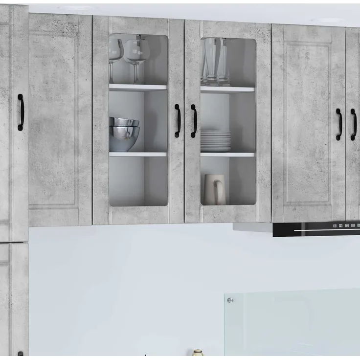 vidaXL Küchenschrank 2 pcs Beton Grau 40 x 31 x 80 cm Holzwerkstoff 885342