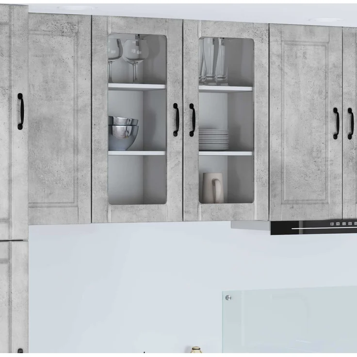 vidaXL Küchenschrank 2 pcs Beton Grau 40 x 31 x 80 cm Holzwerkstoff 885342 – Bild 1