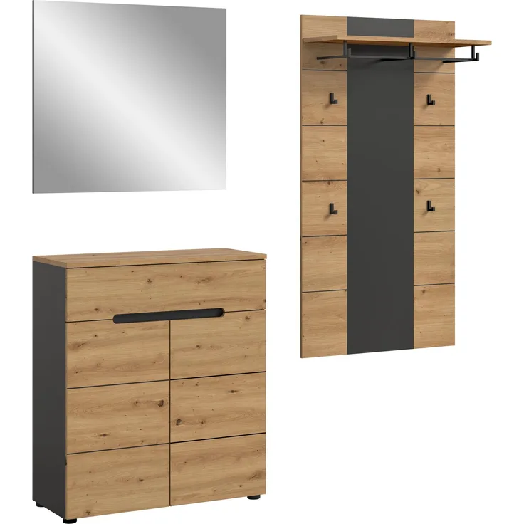 Garderobenkombination (B/H/T: 175x190x37 cm) in Artisan Nachbildung