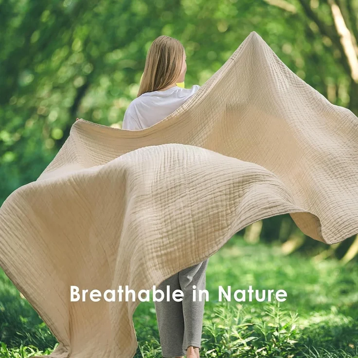 Kuscheldecke Flauschig Baumwolle Decke Vorgewaschene Atmungsaktive Tagesdecke – Bild 5